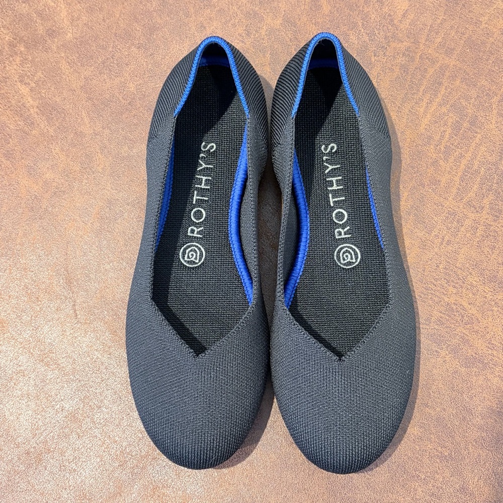 Rothy’s Black Knit Round Ballet Flats Minimalist Quiet Luxury 7.5 Like New - Picture 3 of 10